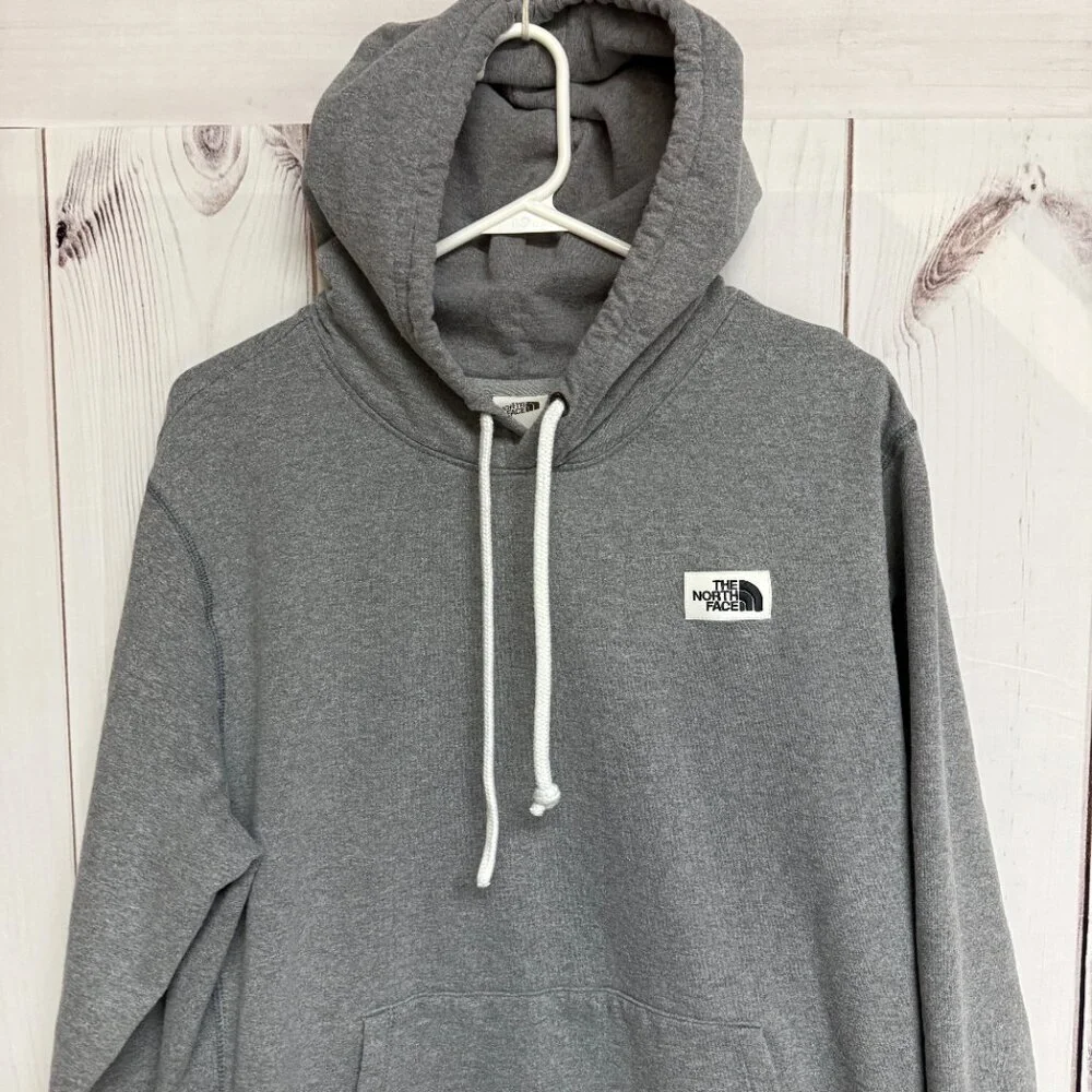 The North Face Heritage Patch Hoodie Men’s Large‎ Gray Kangaroo Pocket EUC